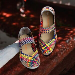 Bernie Mev Women's Cuddly Multicolor Woven Elastic Mary Jane Slip On Shoes EU 36
